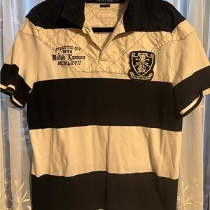 Ralph Lauren Black and Cream Rugby Polo